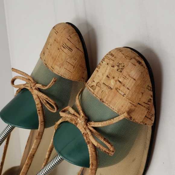 Vintage Rare Vaneli Cork & Mesh Bow Accent Ballet Flats Size 9.5 M - Picture 4 of 16